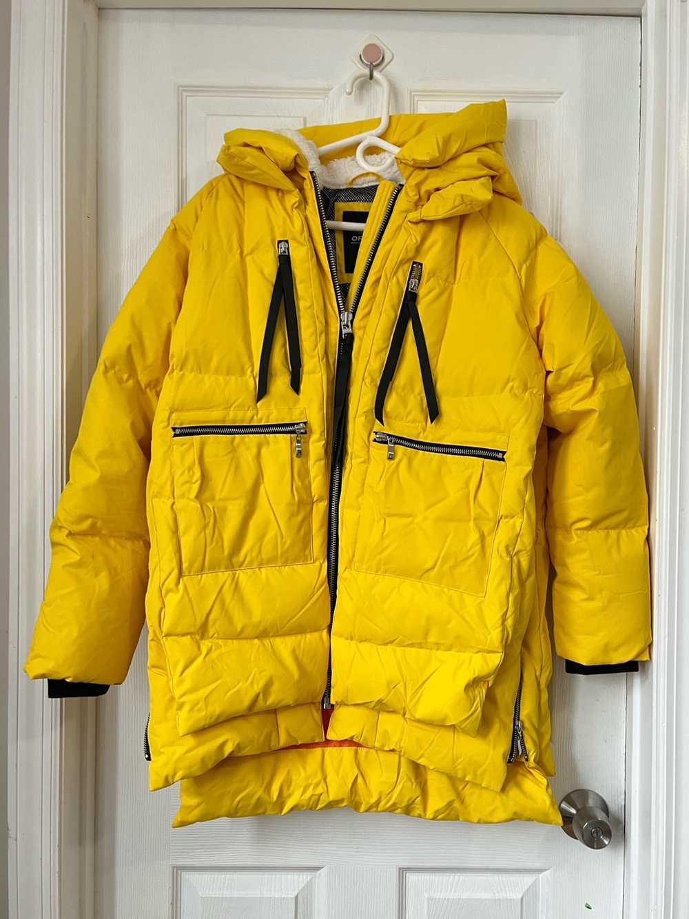 Orolay Women's yellow Thickened Down Puffer Jacket lined hood size M